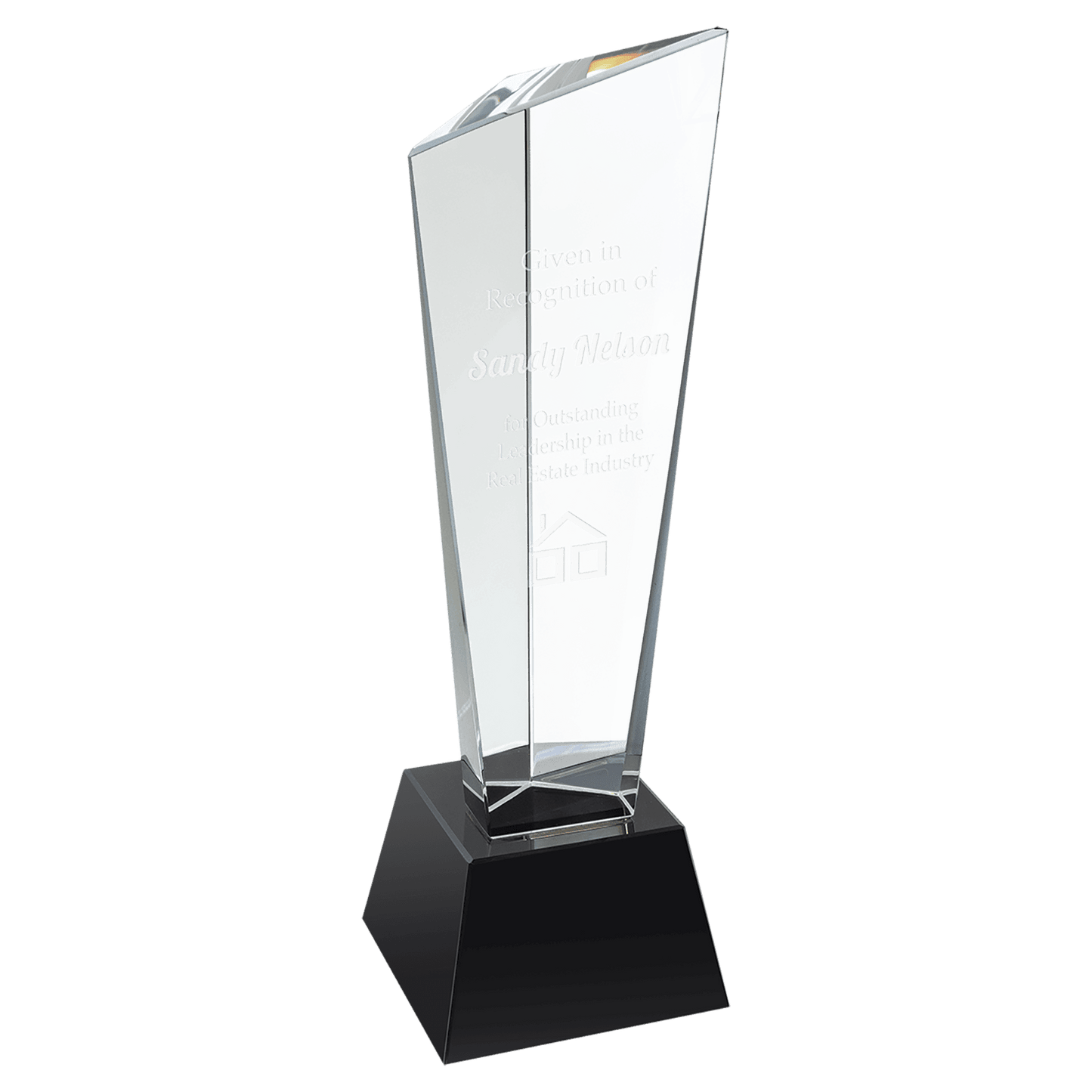 10" Crystal 3D Rising Peak crystal award laser engravable