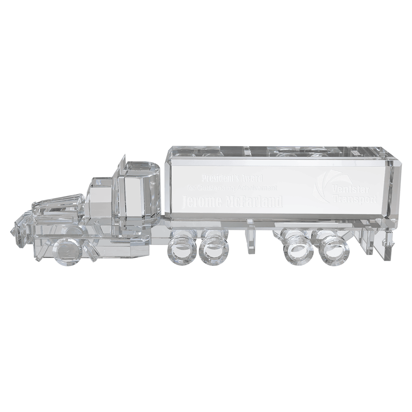 10" x 3" Crystal Semi Truck crystal award laser engravable