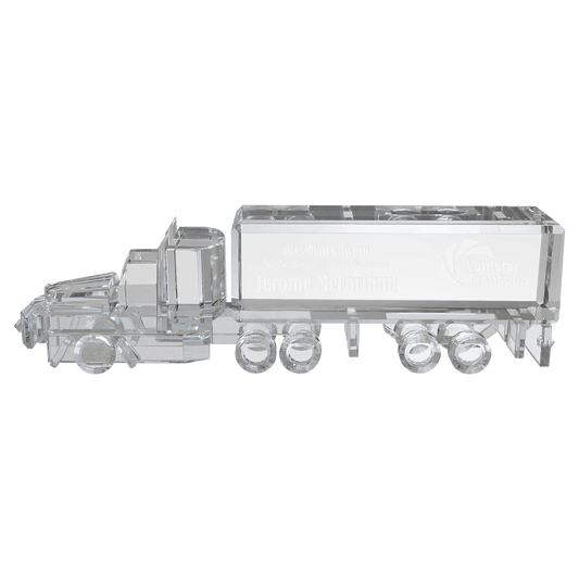 10" x 3" Crystal Semi Truck crystal award laser engravable