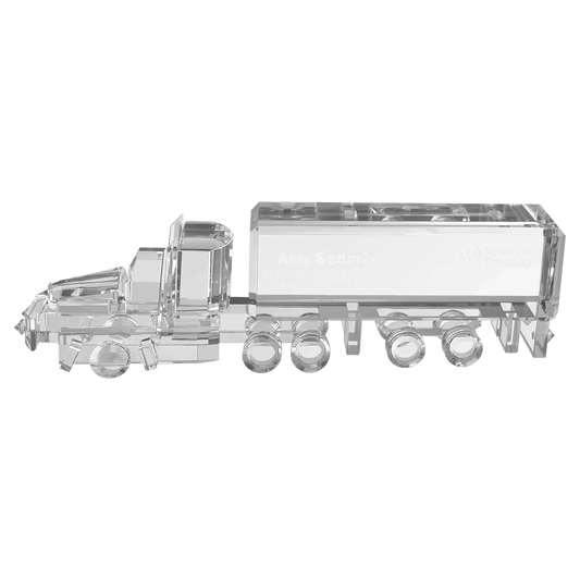 7" x 2 1/4" Crystal Semi Truck crystal award laser engravable