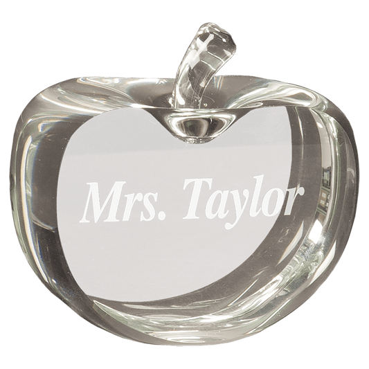 3 1/2" x 3 3/4" Flat Crystal Apple crystal award laser engravable