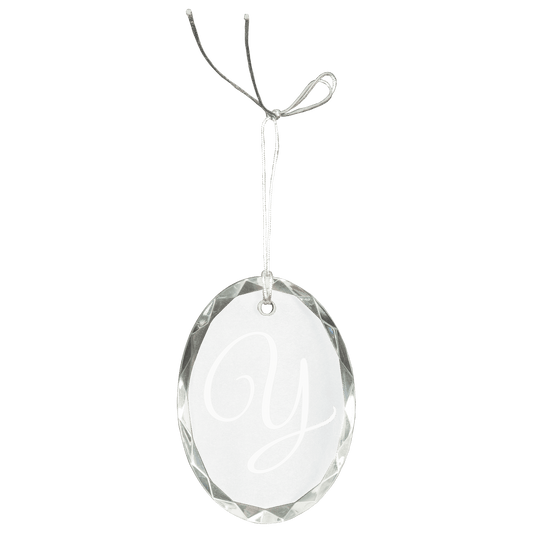 3" Crystal Faceted Oval Ornament crystal award laser engravable