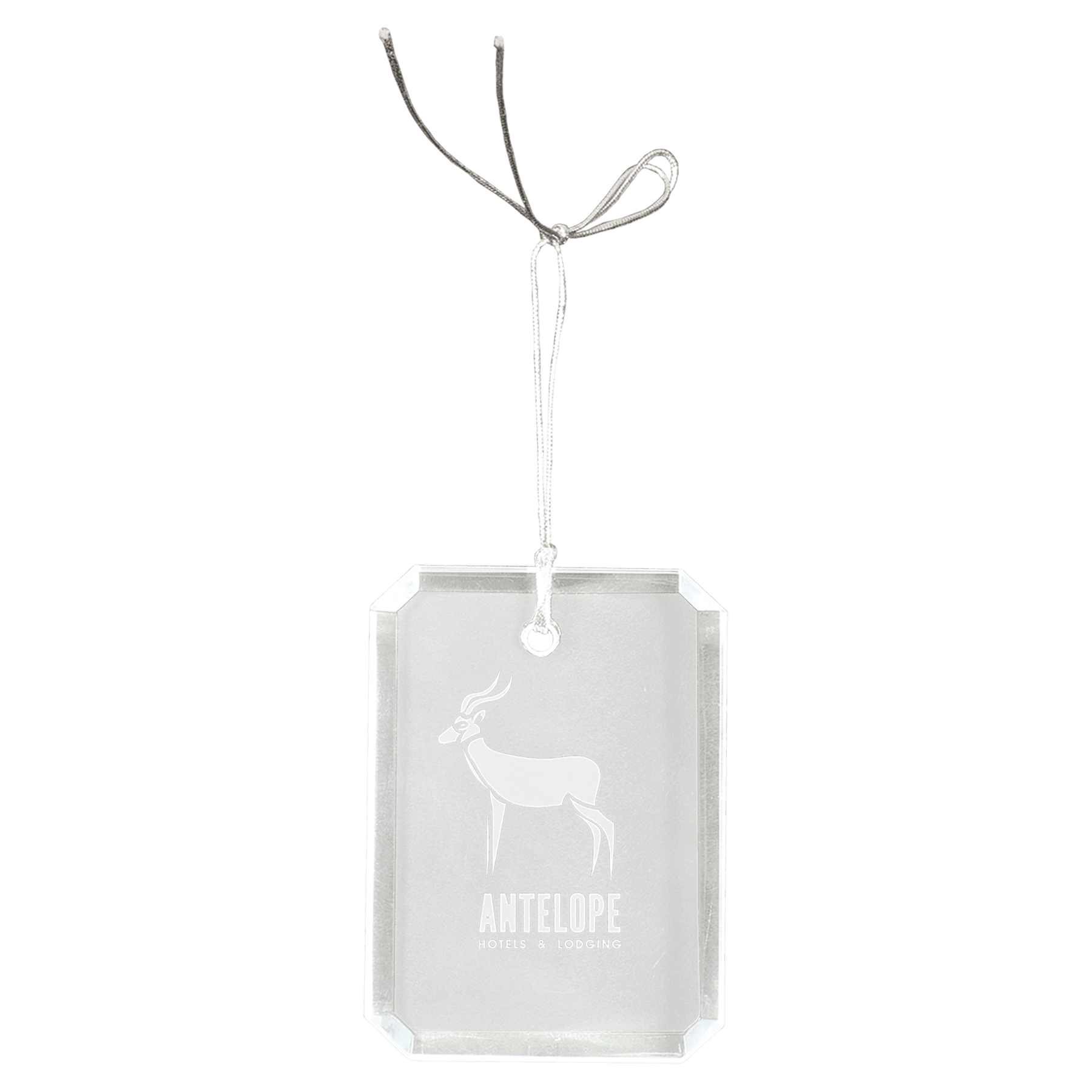 3" Crystal Rectangle Clipped Corner Ornament crystal award laser engravable