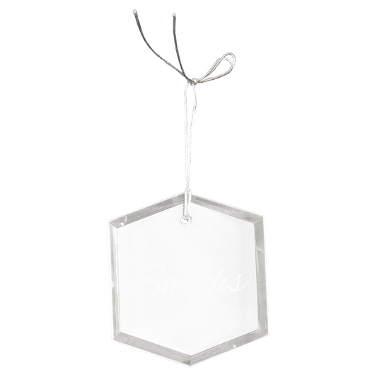 3" Crystal Hexagon Ornament crystal award laser engravable