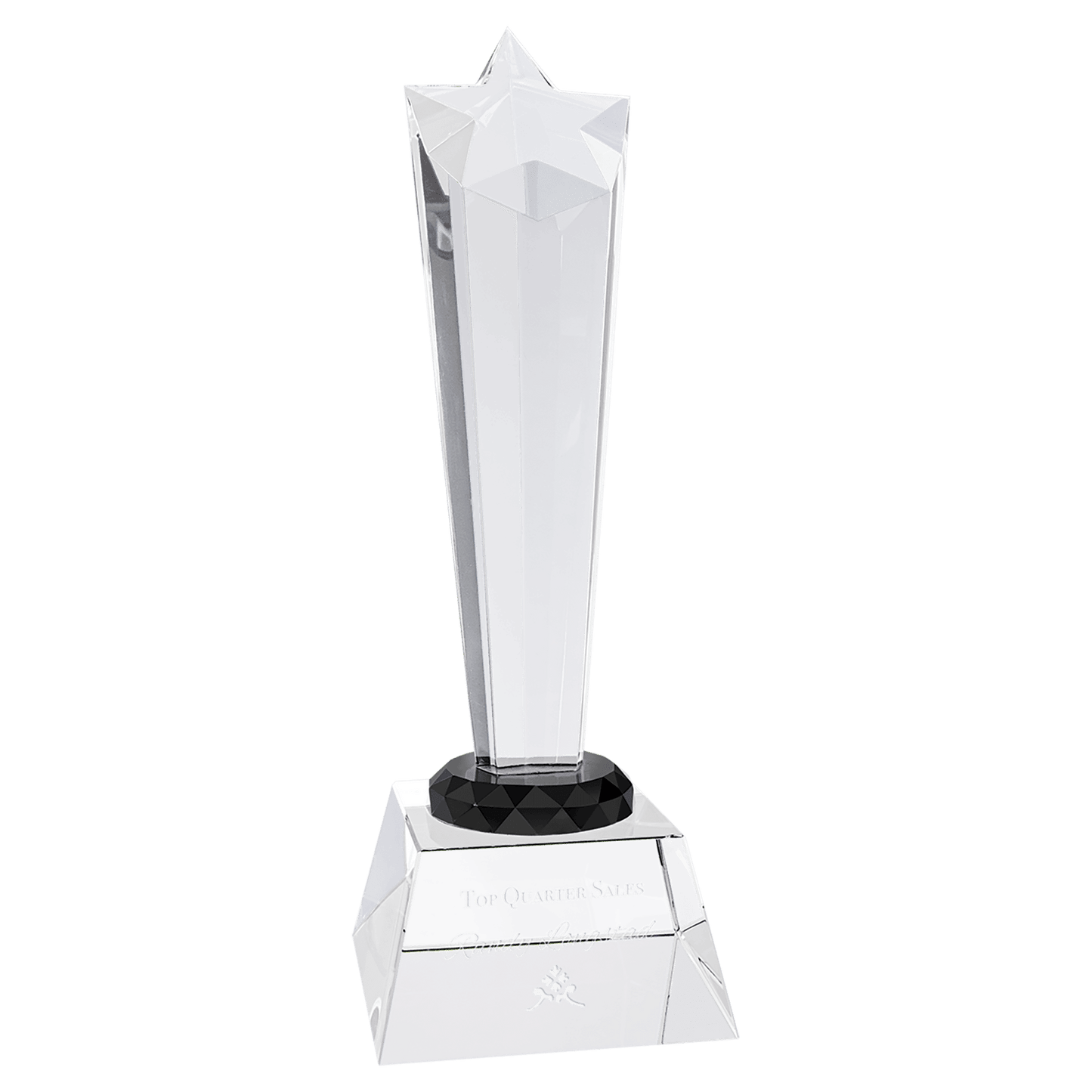9" Crystal Rising Star with Base crystal award laser engravable
