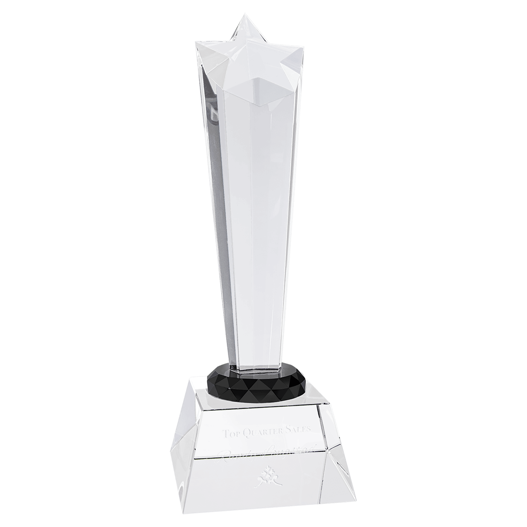 9" Crystal Rising Star with Base crystal award laser engravable