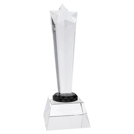 9" Crystal Rising Star with Base crystal award laser engravable
