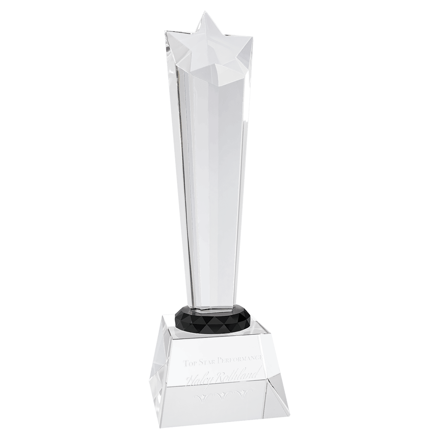 10" Crystal Rising Star with Base crystal award laser engravable