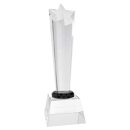 10" Crystal Rising Star with Base crystal award laser engravable