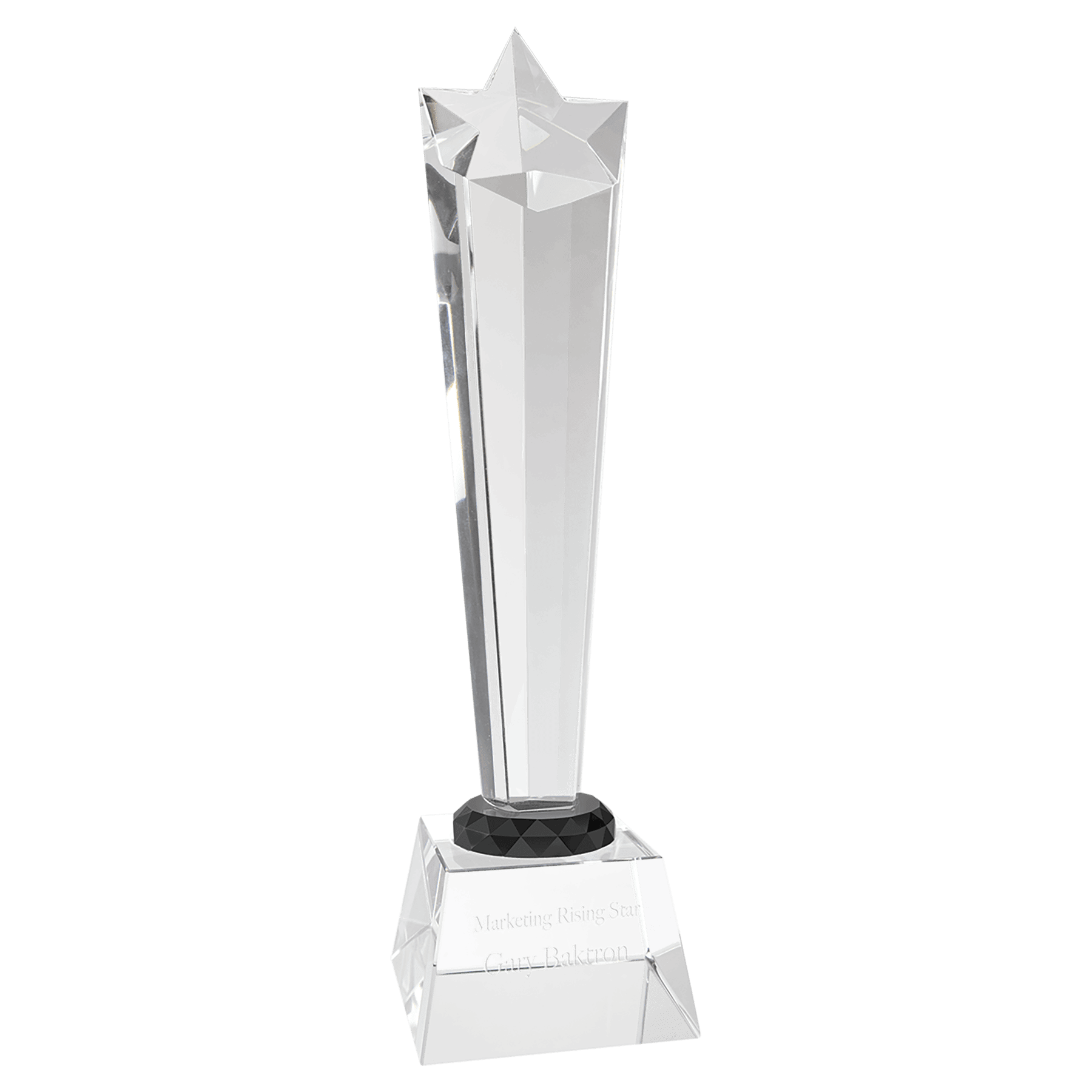 11 3/4" Crystal Rising Star with Base crystal award laser engravable