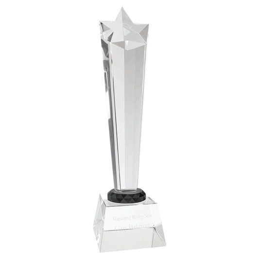 11 3/4" Crystal Rising Star with Base crystal award laser engravable