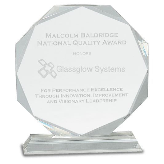 8" Clear Crystal Octagon on Clear Pedestal Base crystal award laser engravable