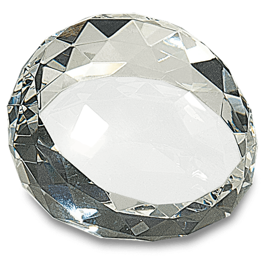 2 1/2" x 1 3/4" Clear Round Crystal Facet Paperweight crystal award laser engravable