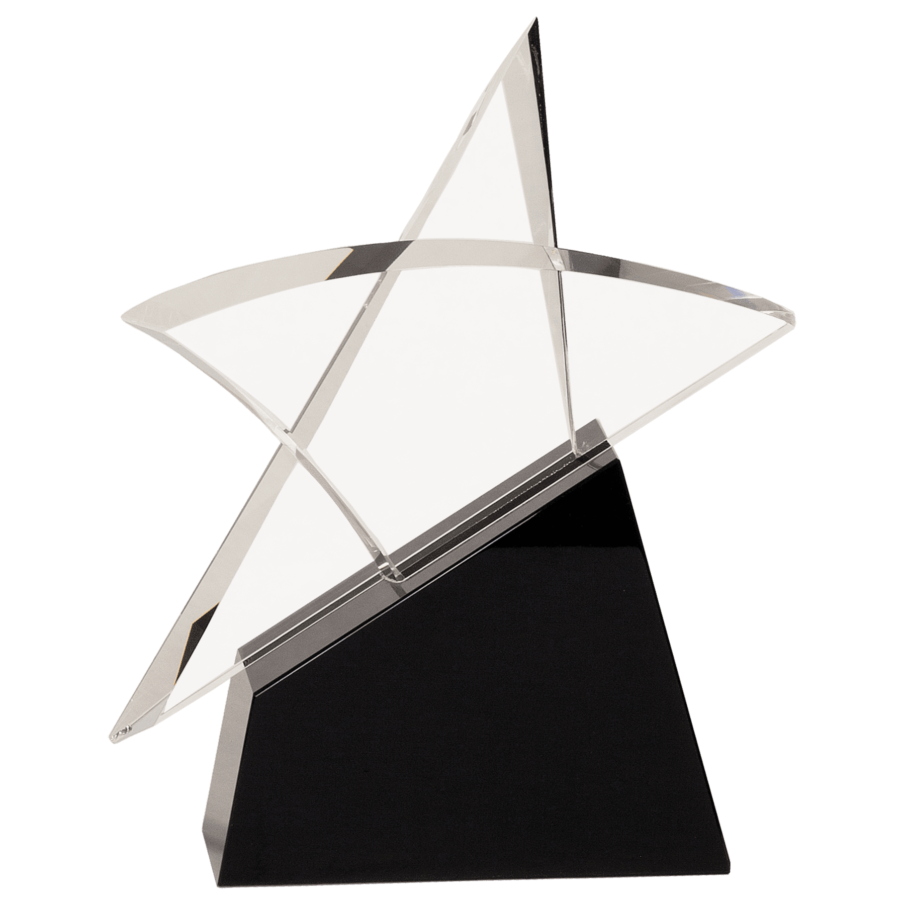 8 3/4" Clear Crystal Outline Star on Black Base crystal award laser engravable