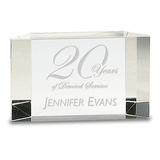 5" x 3" Clear Crystal Facet Block crystal award laser engravable