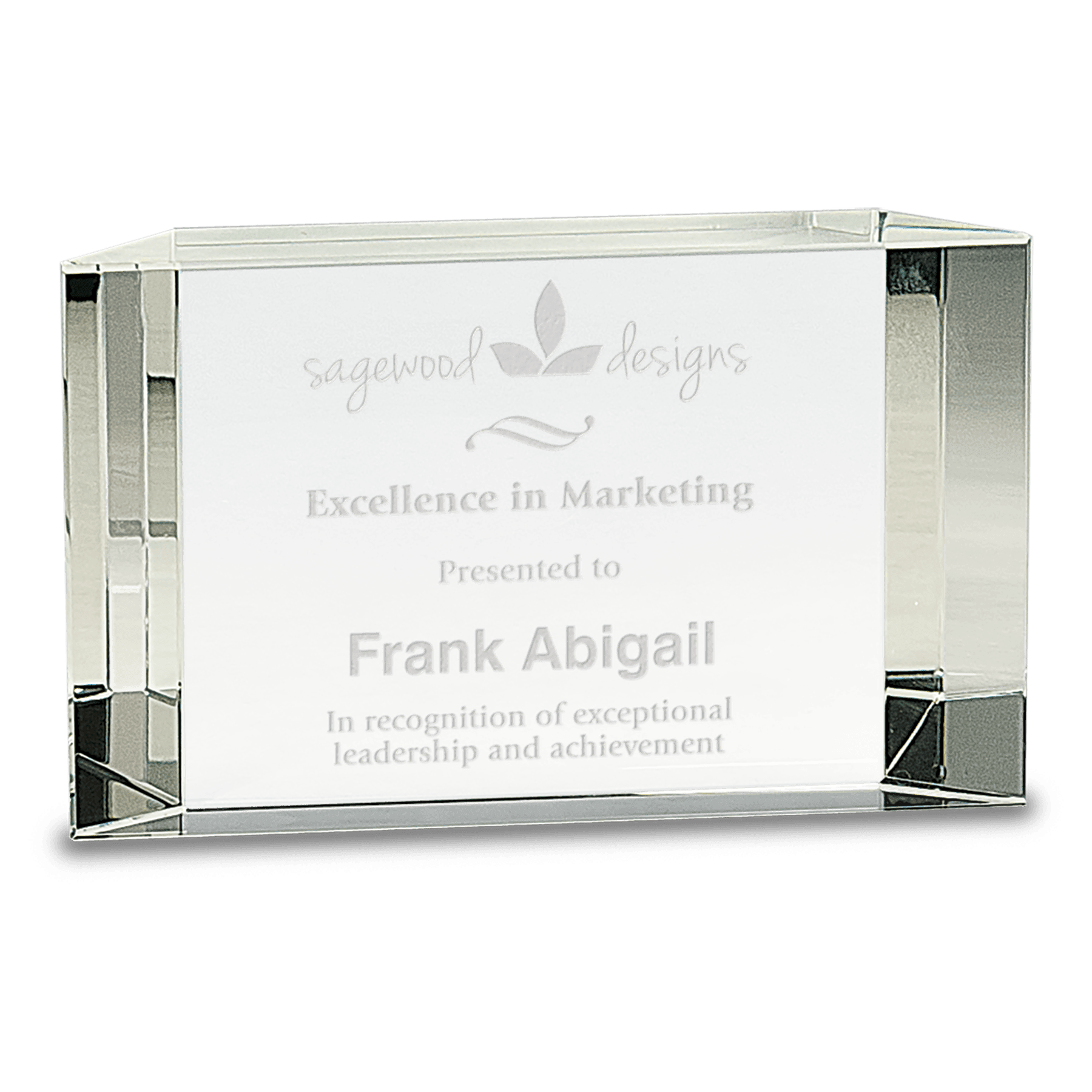 6" x 3 1/2" Clear Crystal Facet Block crystal award laser engravable