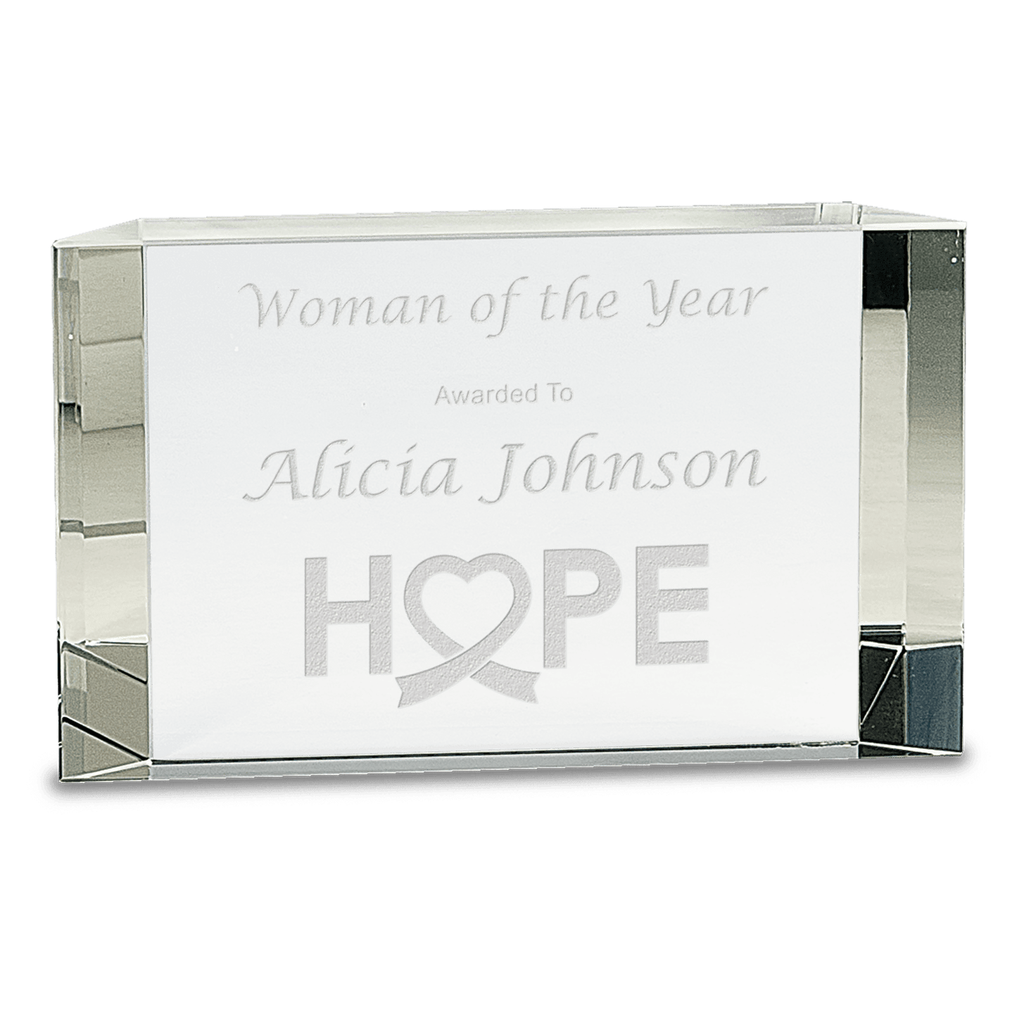 7" x 4 1/4" Clear Crystal Facet Block crystal award laser engravable