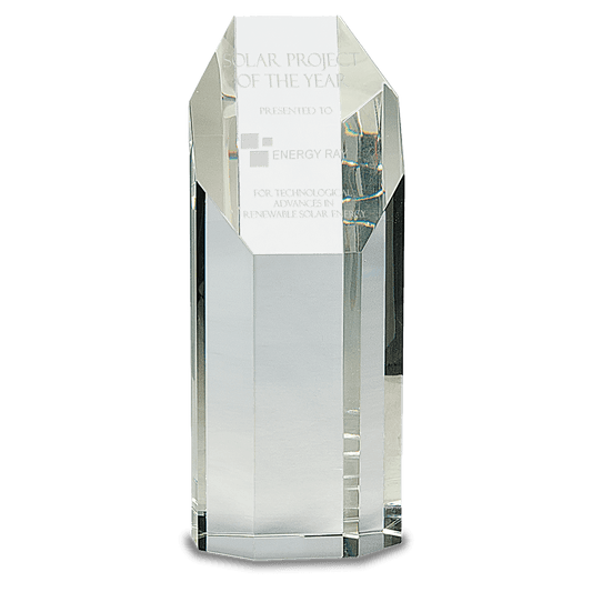 8" Clear Crystal Octagon Tower crystal award laser engravable
