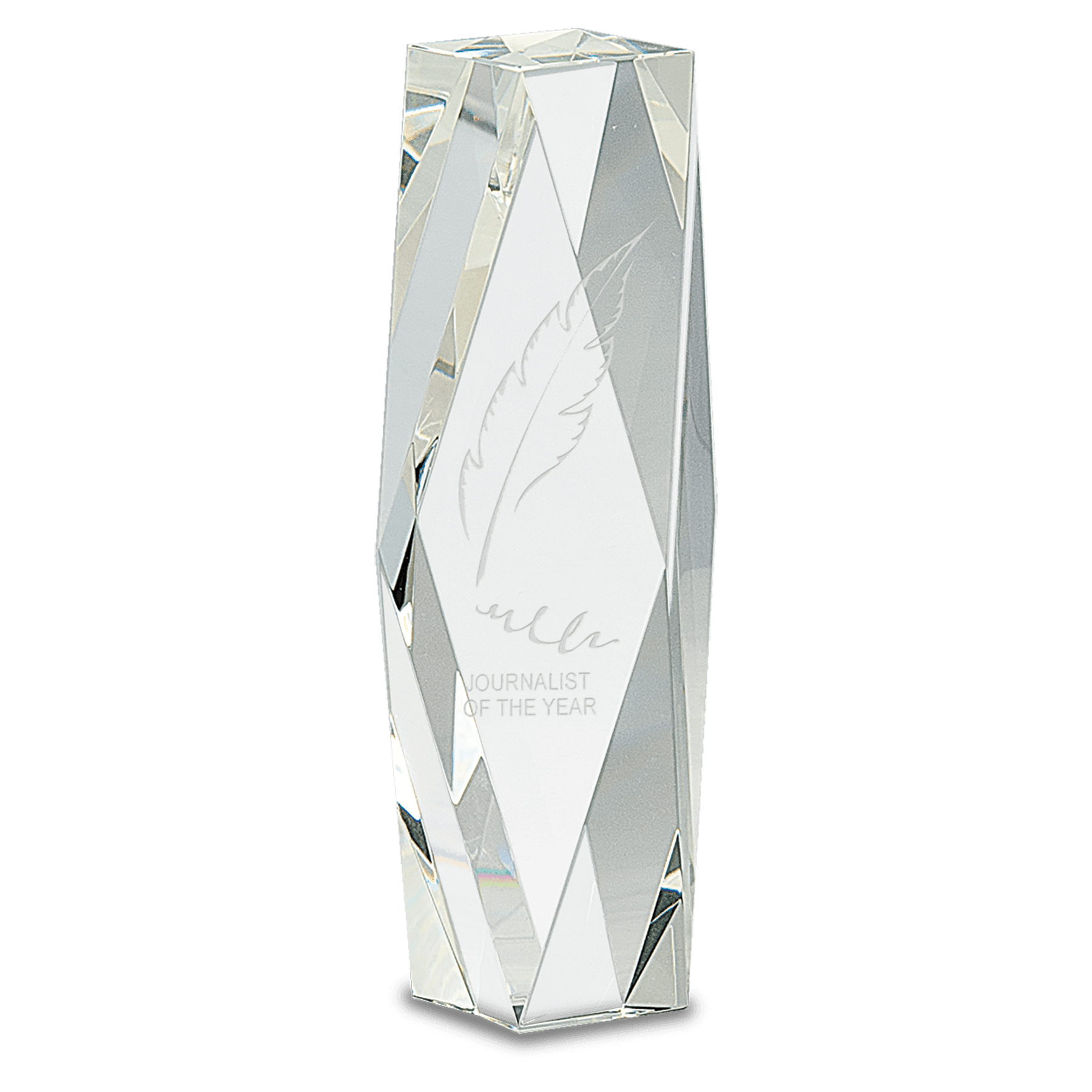 8" Clear Crystal Facet Tower crystal award laser engravable