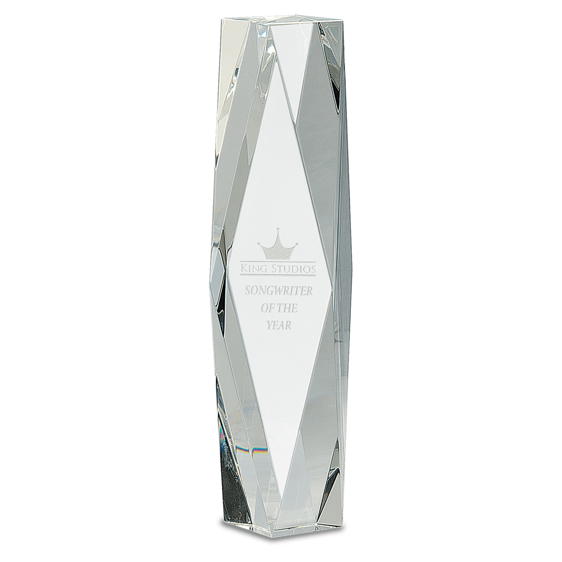 12" Clear Crystal Facet Tower crystal award laser engravable