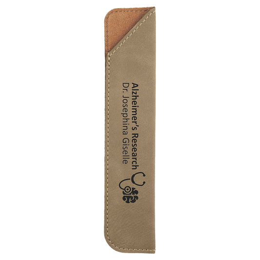 Light Brown 6 1/4" laser engravable leatherette pen sleeve personalized gift