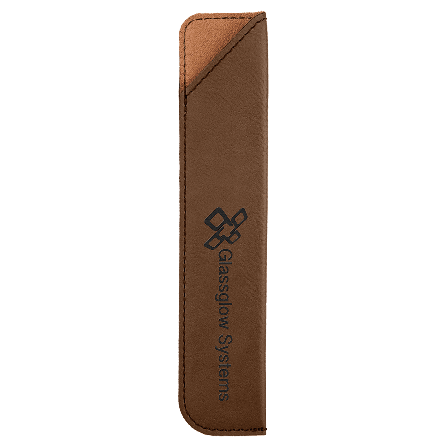 Dark Brown 6 1/4" laser engravable leatherette pen sleeve personalized gift