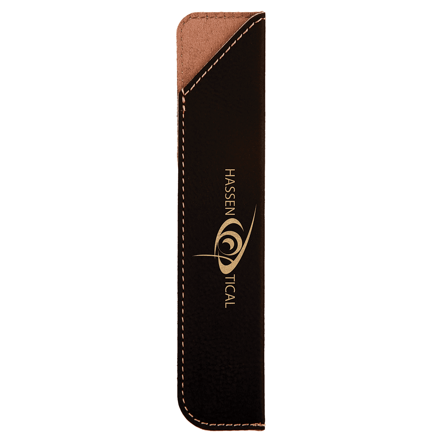 Black/Gold 6 1/4" laser engravable leatherette pen sleeve personalized gift