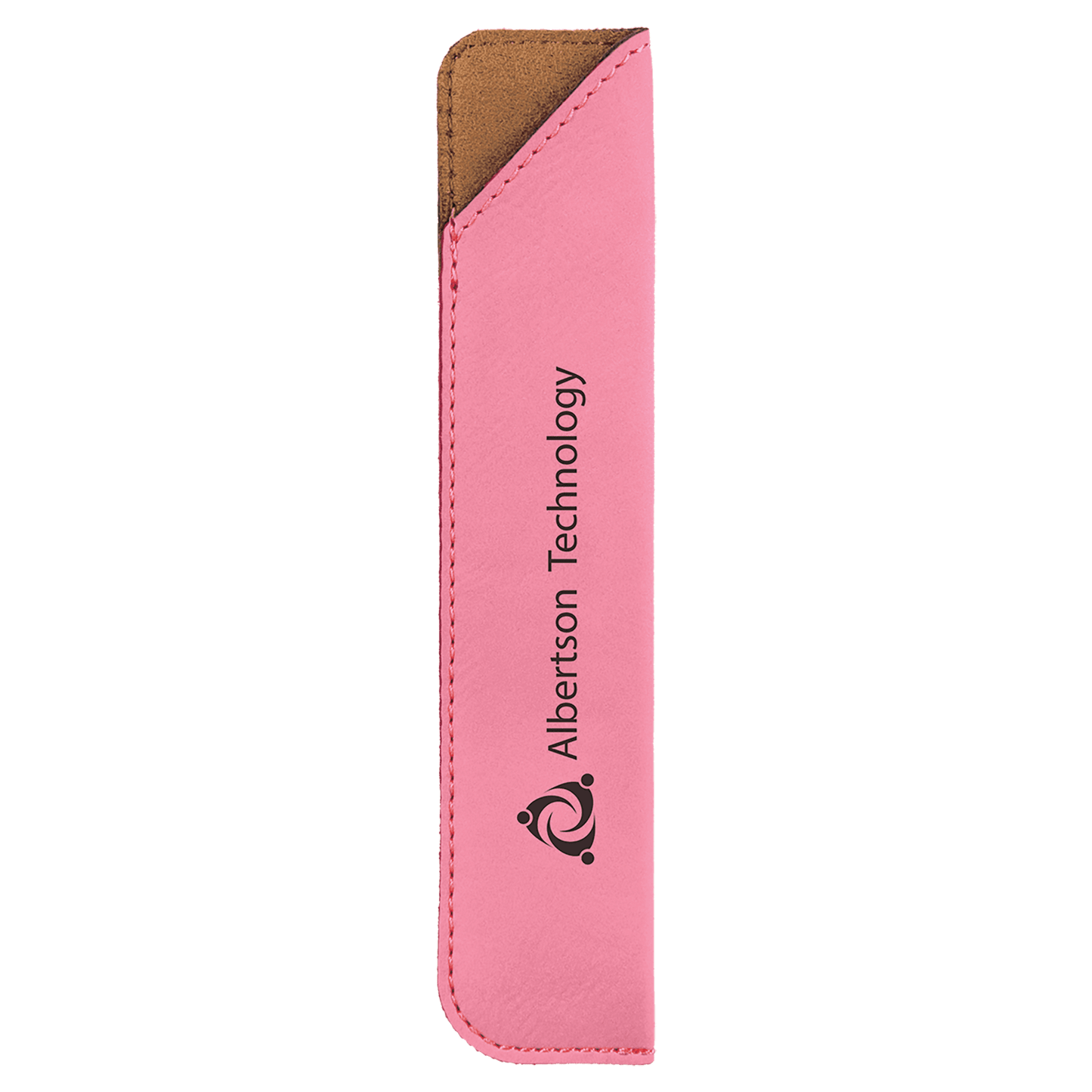 Pink 6 1/4" laser engravable leatherette pen sleeve personalized gift