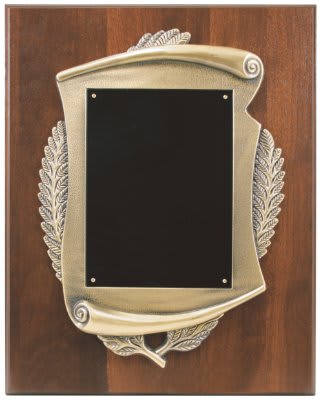 12" x 15" Genuine Walnut Plaque w/ Scroll Frame & Plate laser engravable