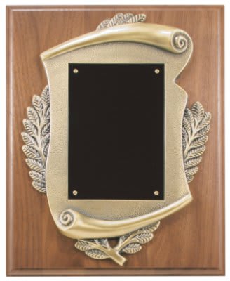 8" x 10" Genuine Walnut Plaque w/ Scroll Frame & plate laser engravable