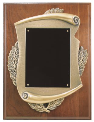 9" x 12" Genuine Walnut Plaque w/ Scroll Frame & plate laser engravable