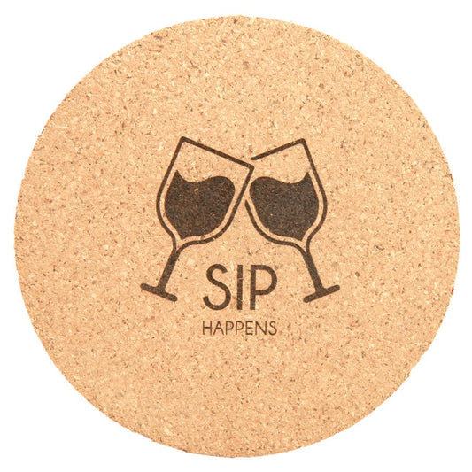 Personalized 4 inch round cork coaster with custom engraved name, monogram or logo