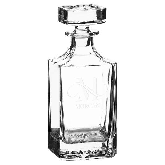 Glass 750ml Square Glass Decanter with Printed Gift Box laser engravable
