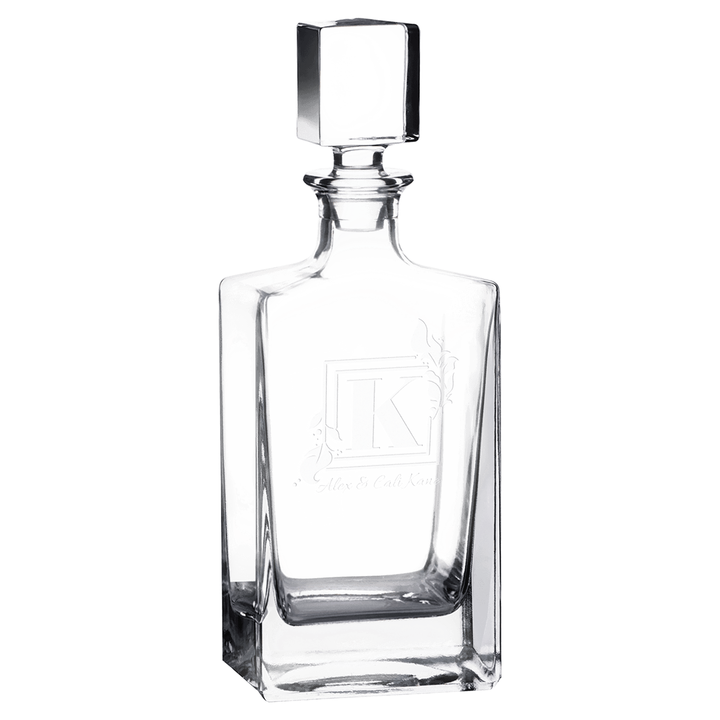 Glass 810ml Rectangle Glass Decanter with Printed Gift Box laser engravable