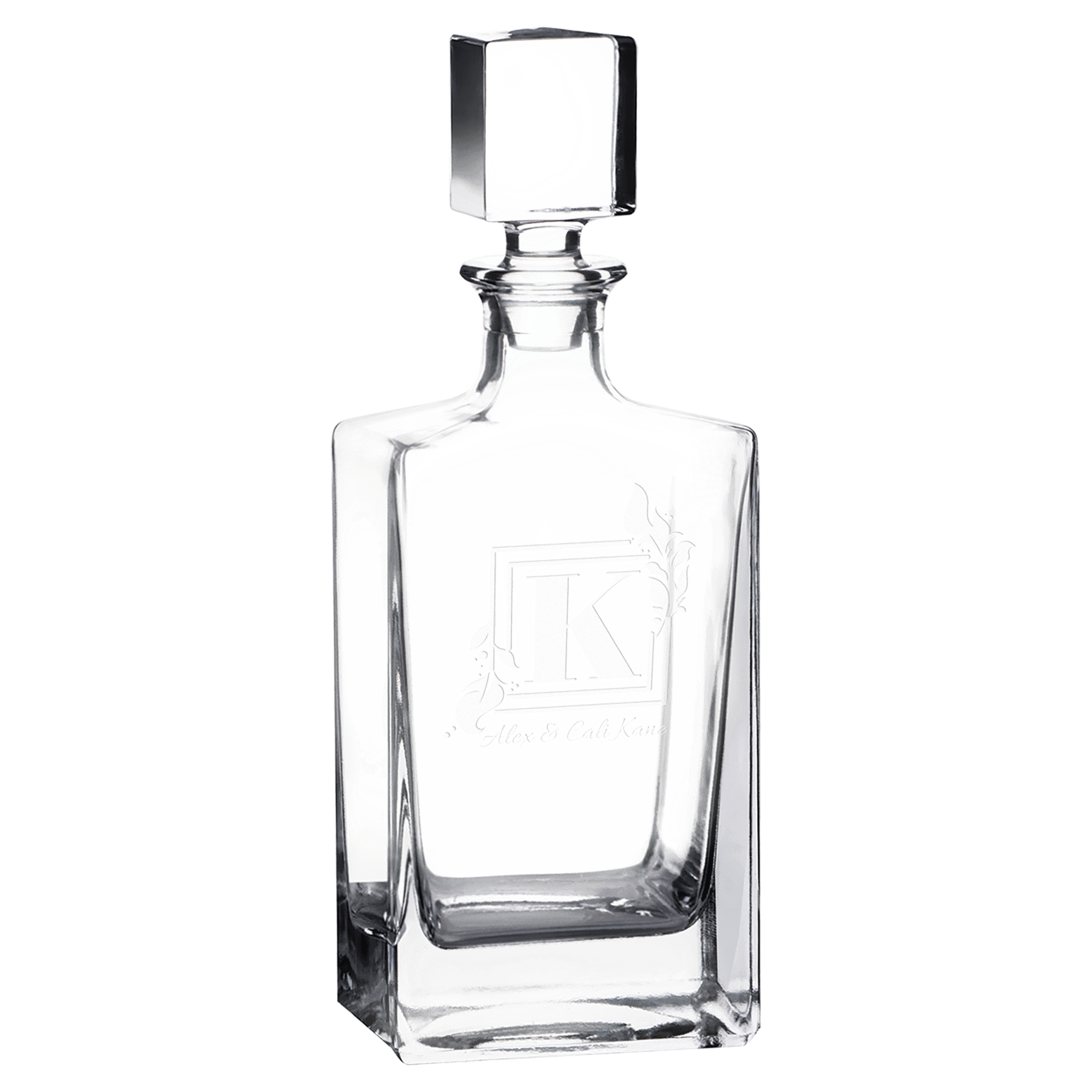 Glass 810ml Rectangle Glass Decanter with Printed Gift Box laser engravable