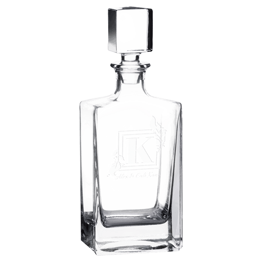 Glass 810ml Rectangle Glass Decanter with Printed Gift Box laser engravable