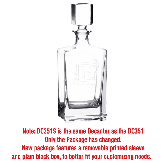 810ml Rectangle Glass Decanter with Black Gift Box and Printed Paper Sleeve (Same as DC351S with Printed Box)