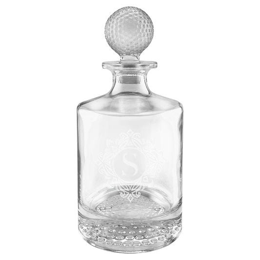 850ml Round Golf Glass Decanter in a Black Gift Box with Printed Paper Sleeve  (Decanter Only)