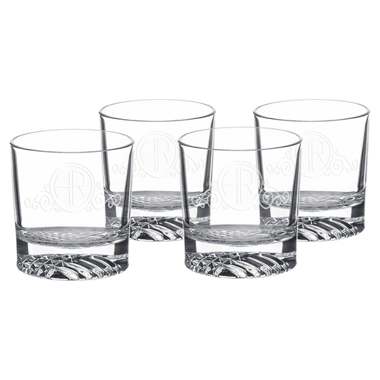 Glass 9 oz. Round Rocks Glass (Same Glass as the DCS401 Decanter Set) Sold in Sets of 4, 6 Sets Per Case ( laser engravable