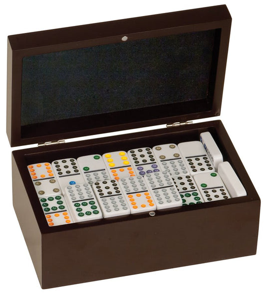 Rosewood Finish Double Twelves Dominos Set with 91 Dominos laser engravable