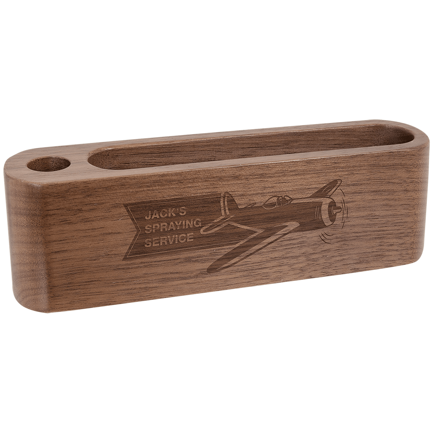 5 1/4" Walnut Business Card and Pen Holder laser engravable