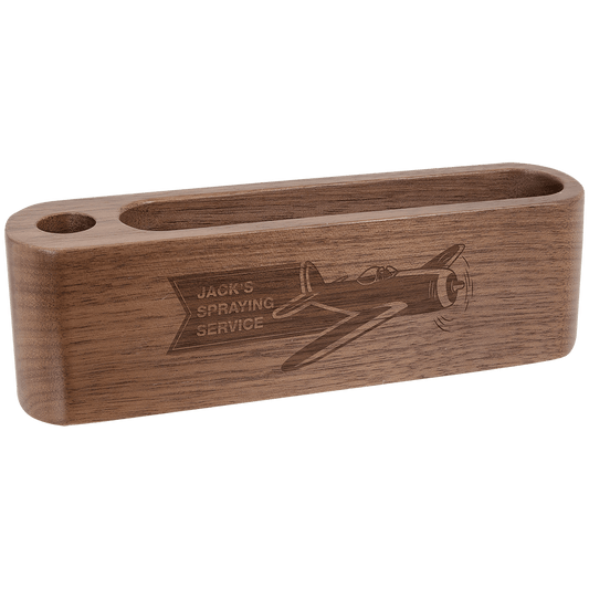 5 1/4" Walnut Business Card and Pen Holder laser engravable