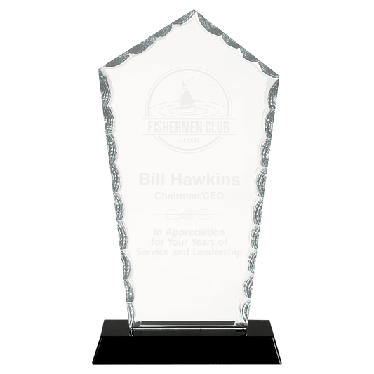 9" Diamond Facet Glass on Black Base crystal award laser engravable