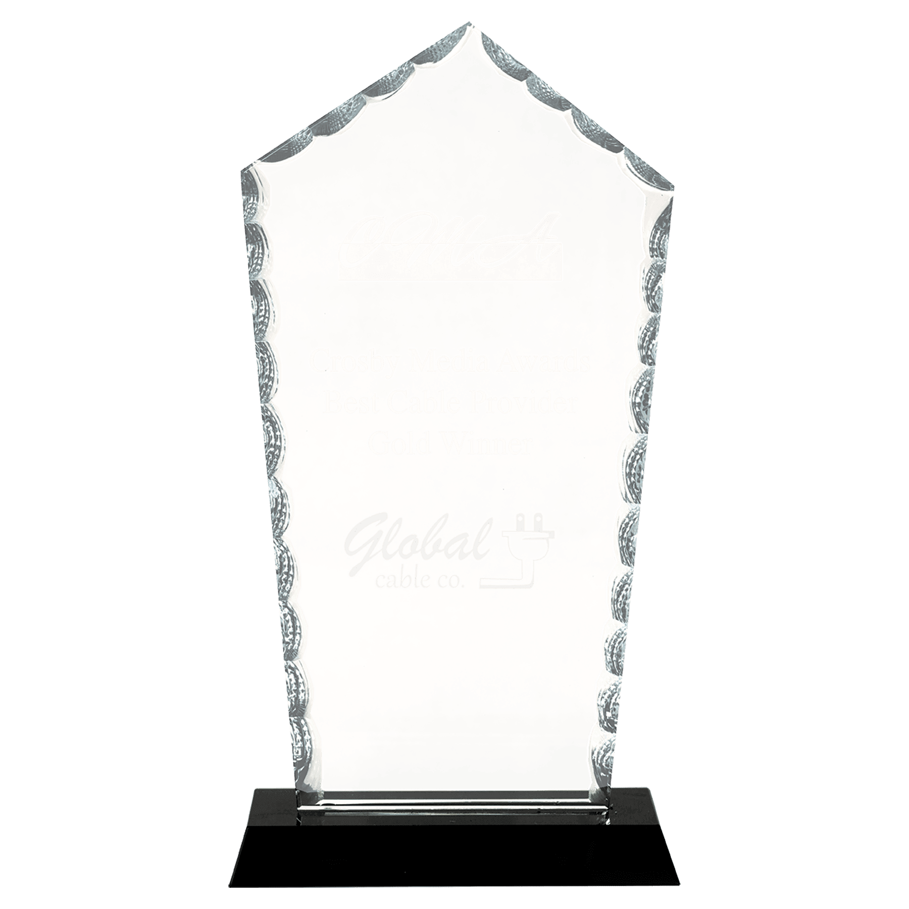 9 3/4" Diamond Facet Glass on Black Base crystal award laser engravable