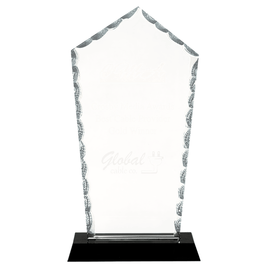 9 3/4" Diamond Facet Glass on Black Base crystal award laser engravable