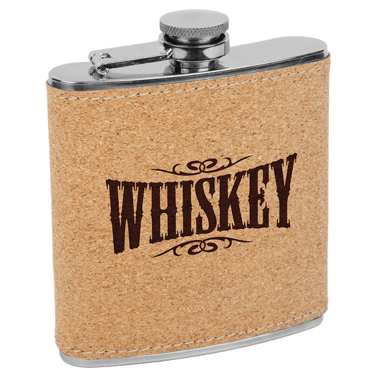 6 oz laser engravable cork flask personalized gift
