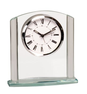 6 1/4" Arch Glass Clock laser engravable
