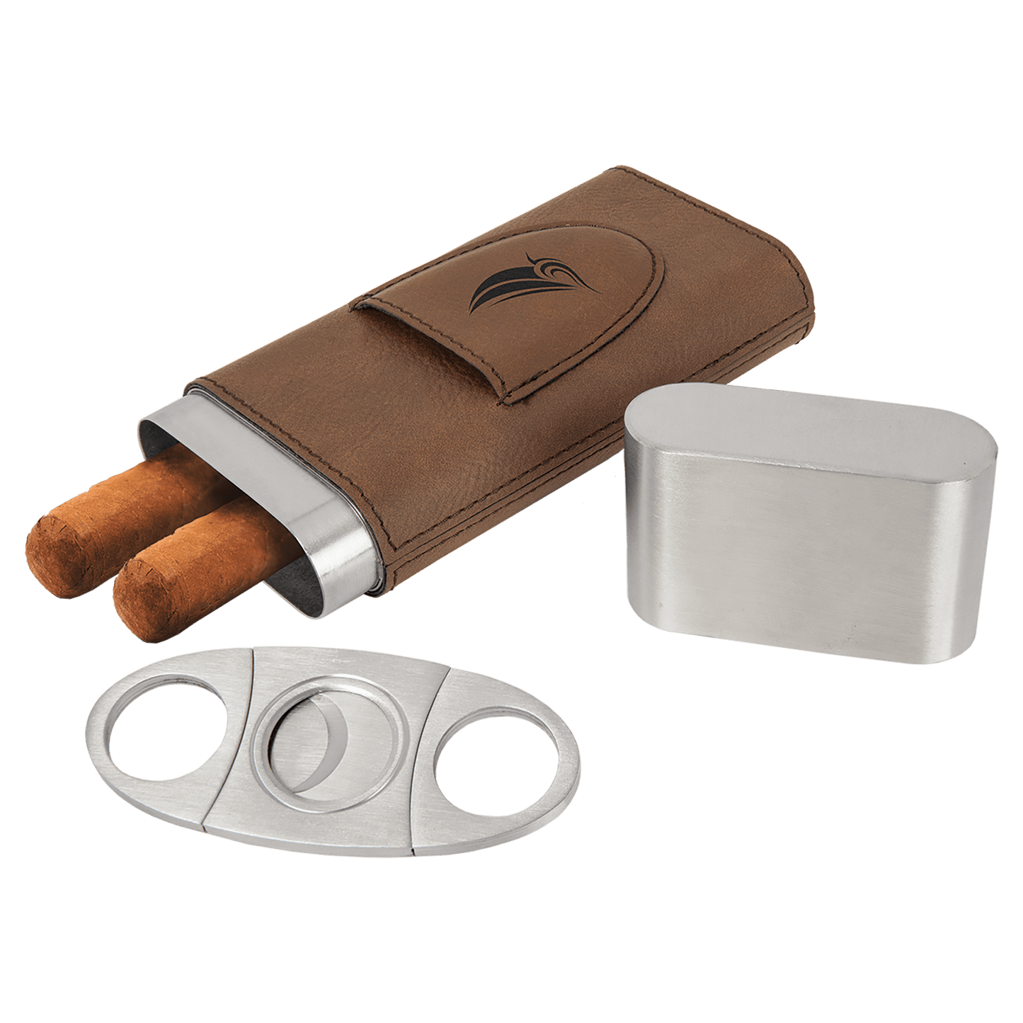Dark Brown " laser engravable leatherette cigar case personalized gift