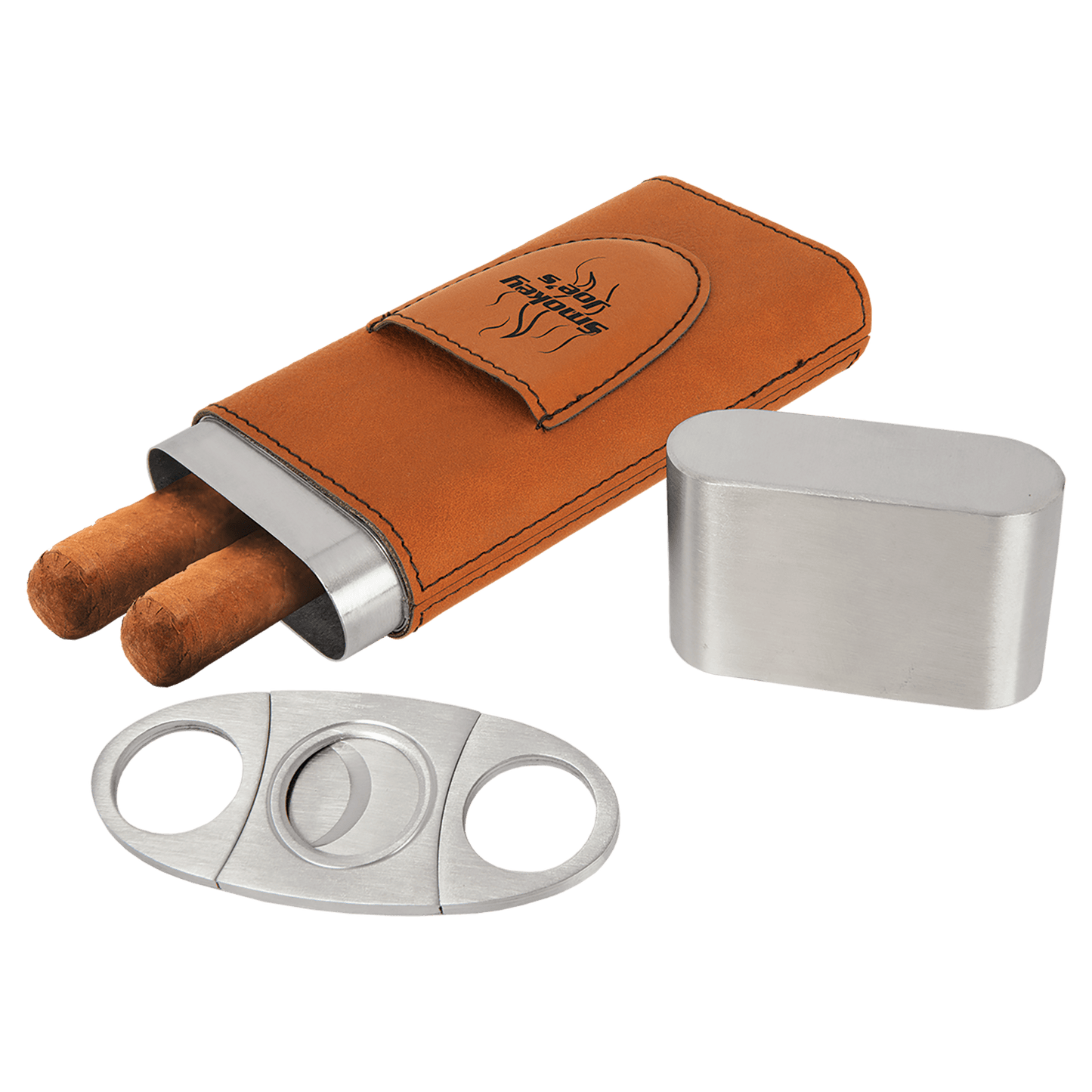 Rawhide " laser engravable leatherette cigar case personalized gift
