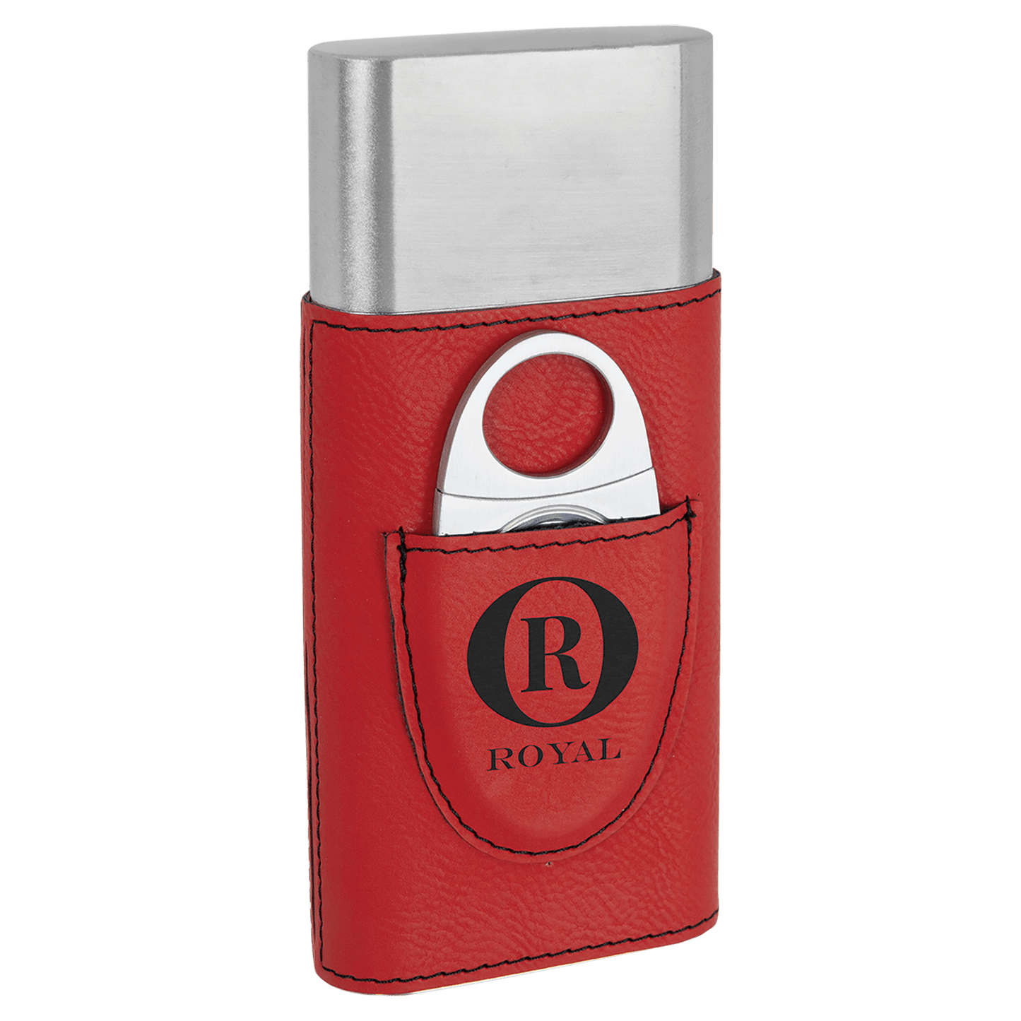 Red Laserable Leatherette Cigar Case with Cutter